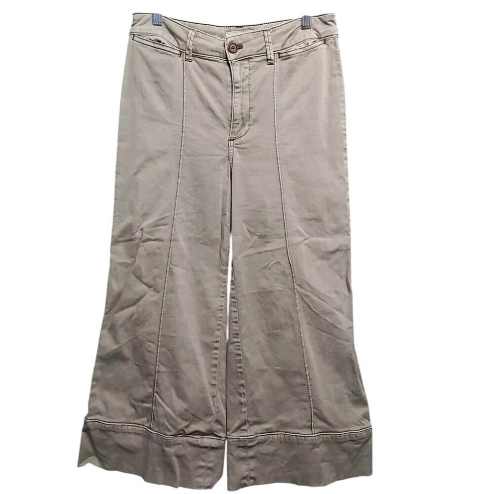 Chino By Anthropologie Pintuck Wide Leg Pants Size 4 Petite Khaki